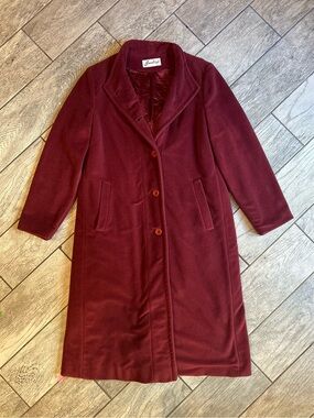 Vintage Bromleigh Burgundy Long Wool Coat